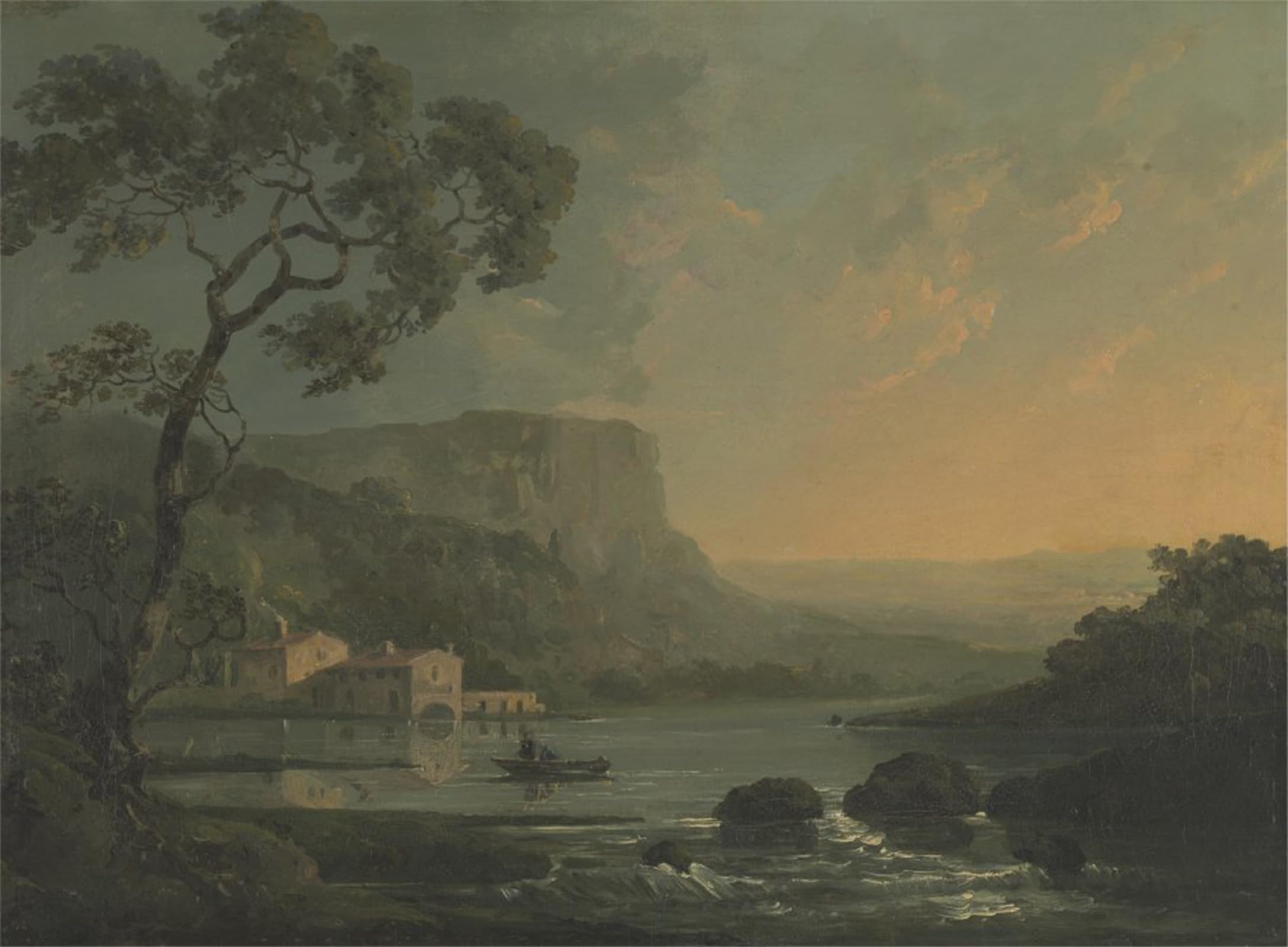 SERENDIPITP Retro Picture Poster Wall Art Pictures Painting Landscape with Fishermen on a Lake by William Hodges Wall Art Canvas Print for Wall Decor 60x90cm
