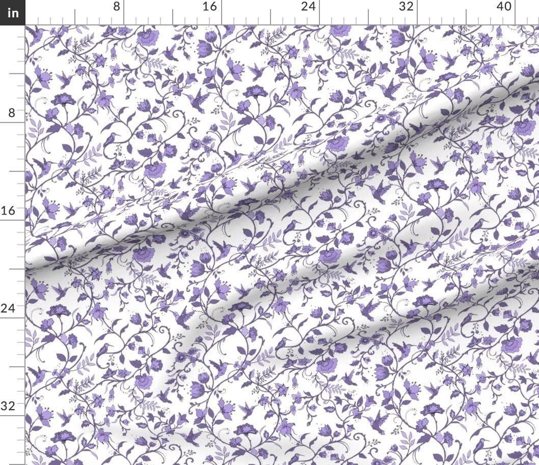 Spoonflower Fabric - Regency Floral Victorian Vintage Purple Periwinkle Lavender Botanical Printed on Petal Signature Cotton Fabric Fat Quarter - Sewing Quilting Apparel Crafts Decor