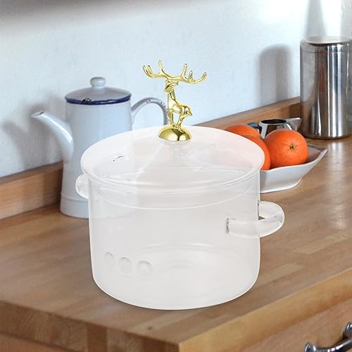 Miniatura 6 de Olla de sopa de borosilicato con alce de Navidad, olla de fideos de cocina transparente, olla de sopa transparente para el hogar, olla de cocina con