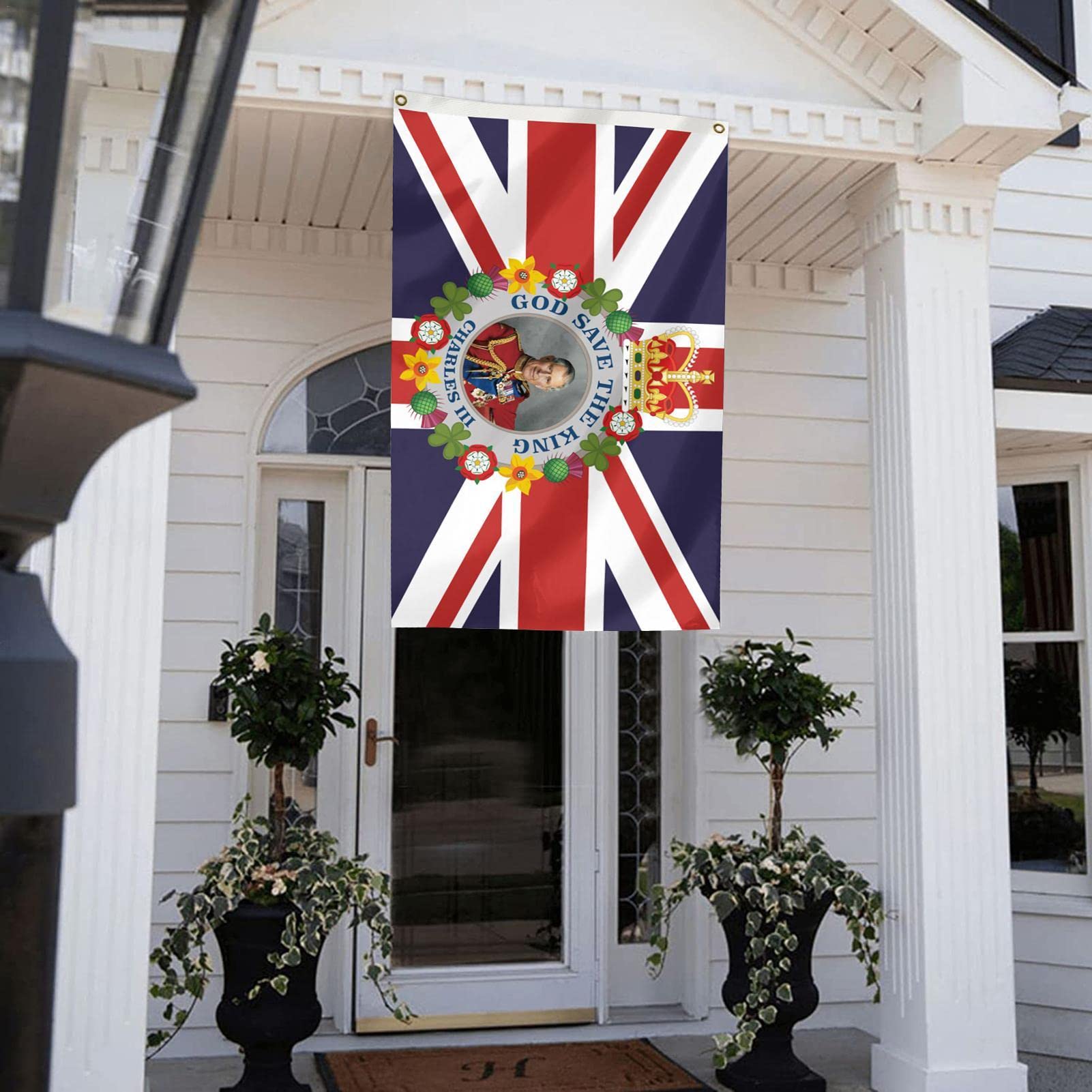 King Charles III Krönungsflagge – 3x5 Fuß (ca. 90x150 Cm) – Union Jack Deko Für Royalen Partys & Straßenfeste