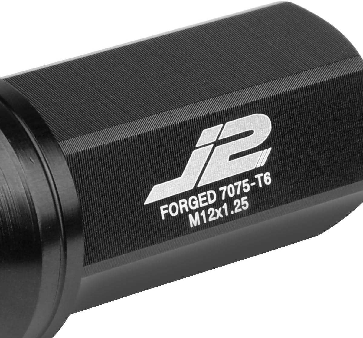 J2 Engineering LN-T7-005-125-BK 20Pcs M12 x 1.25 7075-T6 Aluminum 50mm Close-End Lug Nut w/Socket Adapter (Black)