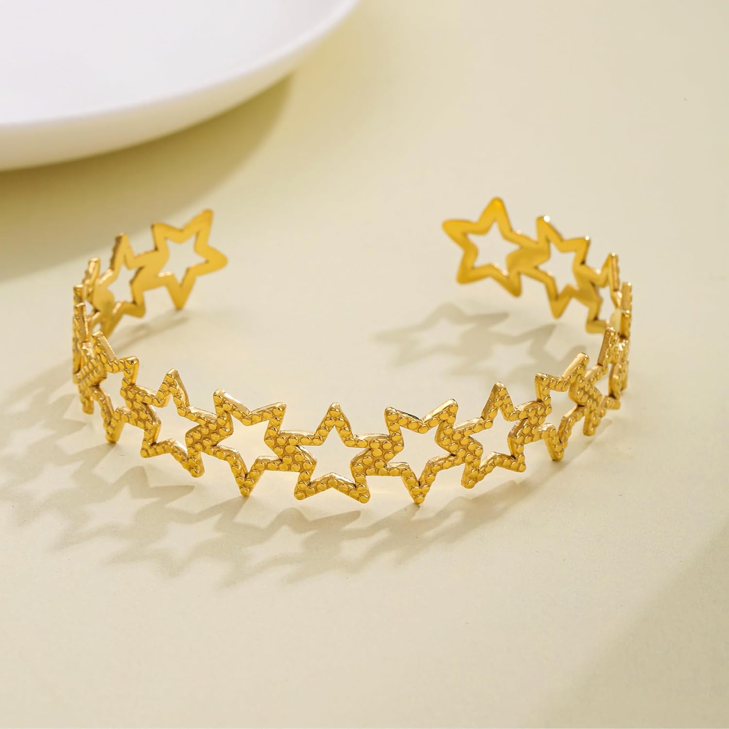 18K Gold Plated Cuff Bangle Bracelets for Women Star Open Cuff Bangle Adjustable Friendship Bracelet Fashion Jewelry - Image 6
