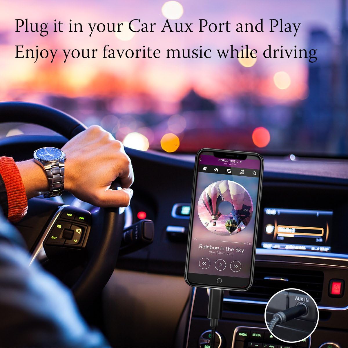 Aux Cord for iPhone Lightning to 3.5mm Car Aux Cable MFi Certified 3.5mm Headphone Jack Adapter Male Auxiliary Stereo Audio Cable Compatible with iPhone 14/14Pro/13/13 Pro/13 Pro Max/12/12 Pro Max