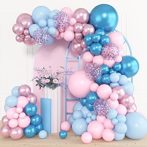 Miniatura 13 de Amandir Kit de arco de guirnalda de globos de oro rosa, 153 piezas, diferentes tamaños de 18, 12, 10, 5 pulgadas, globos metálicos de confeti de