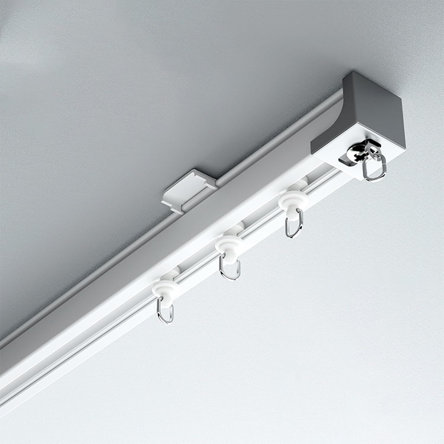 Double Row Curtain Track Silent Heavy Duty Drop Ceiling for Curtains-Room Divider,Quietly Sliding Blackout Curtain Track System for Closet/Living Room Durable Ceiling Rod Bracket Included (W