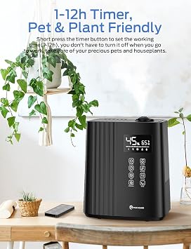 Elechomes SH8830 Humidifier, 6.5L(1.72Gal) Top Fill Warm and Cool Mist Humidifiers for Bedroom with Remote Control, 700 ml/h Max, Auto & Sleep Mode, 360 Nozzle, Auto Shut-Off, Black