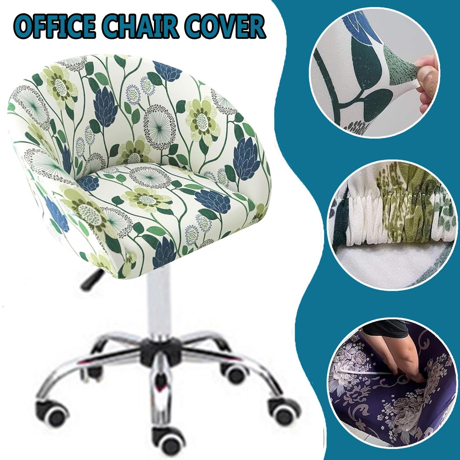 1/2/4PCS Housse de Tabouret de Bar avec Dossier Rond，Extensible Housse de Chaise de Bar Rotatif, Détachable Lavable pour Bar/Café/Bureau/Salle a Manger(B7,4PCS)