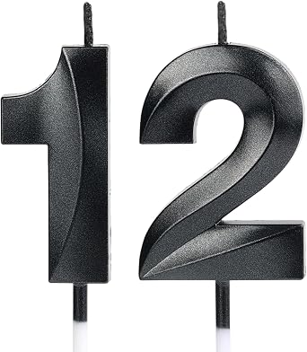 12th & 21st Birthday Candles, Black Number 12 21 Candles for Cake | Happy Birthday Cake Topper Decorations 12 21 Candle for Him Her Birthday Anniversary Wedding Celebration SuppliesBlack,12