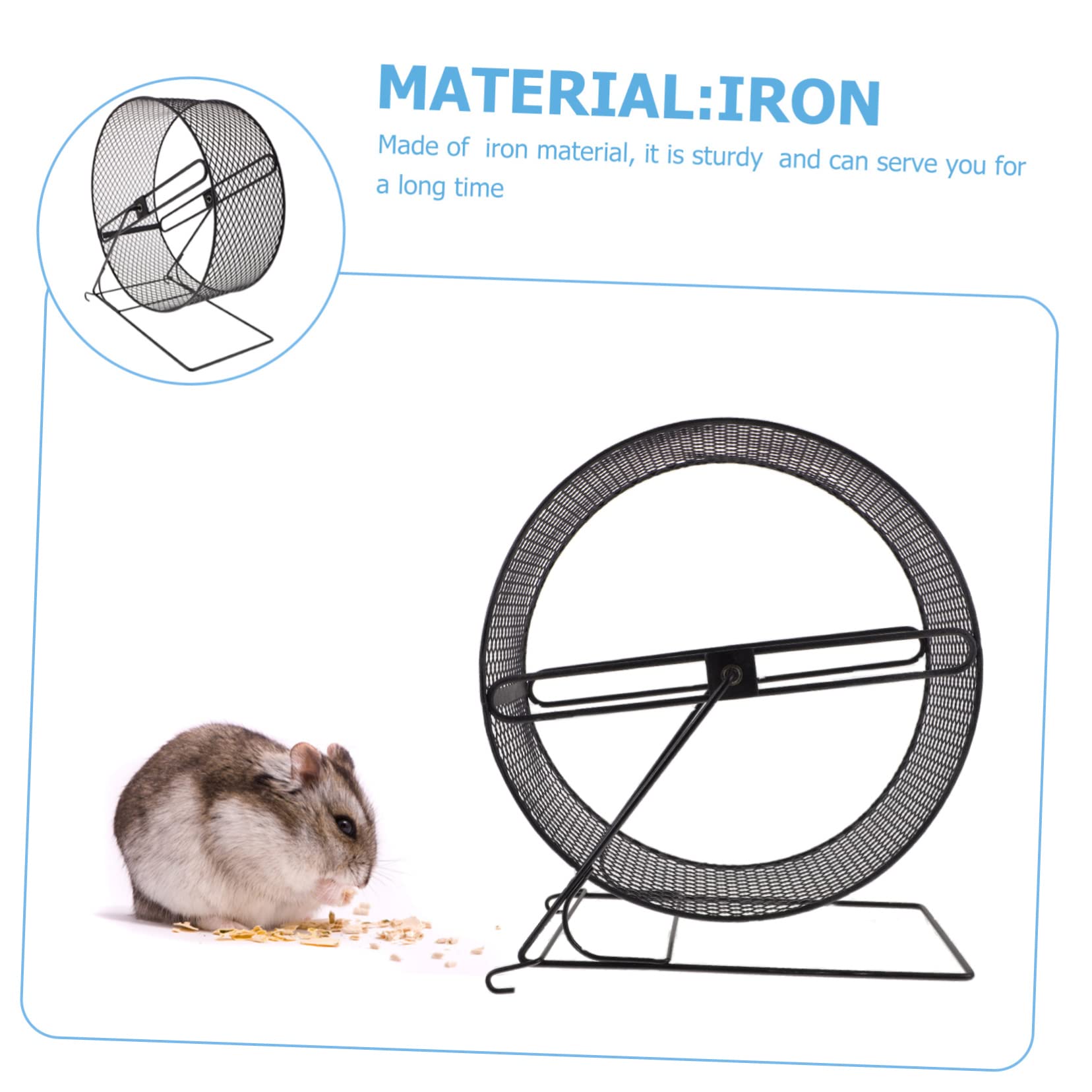 Lustiges Hamsterrad mit Gestell, Leise Laufrolle aus Eisen, Schwarz