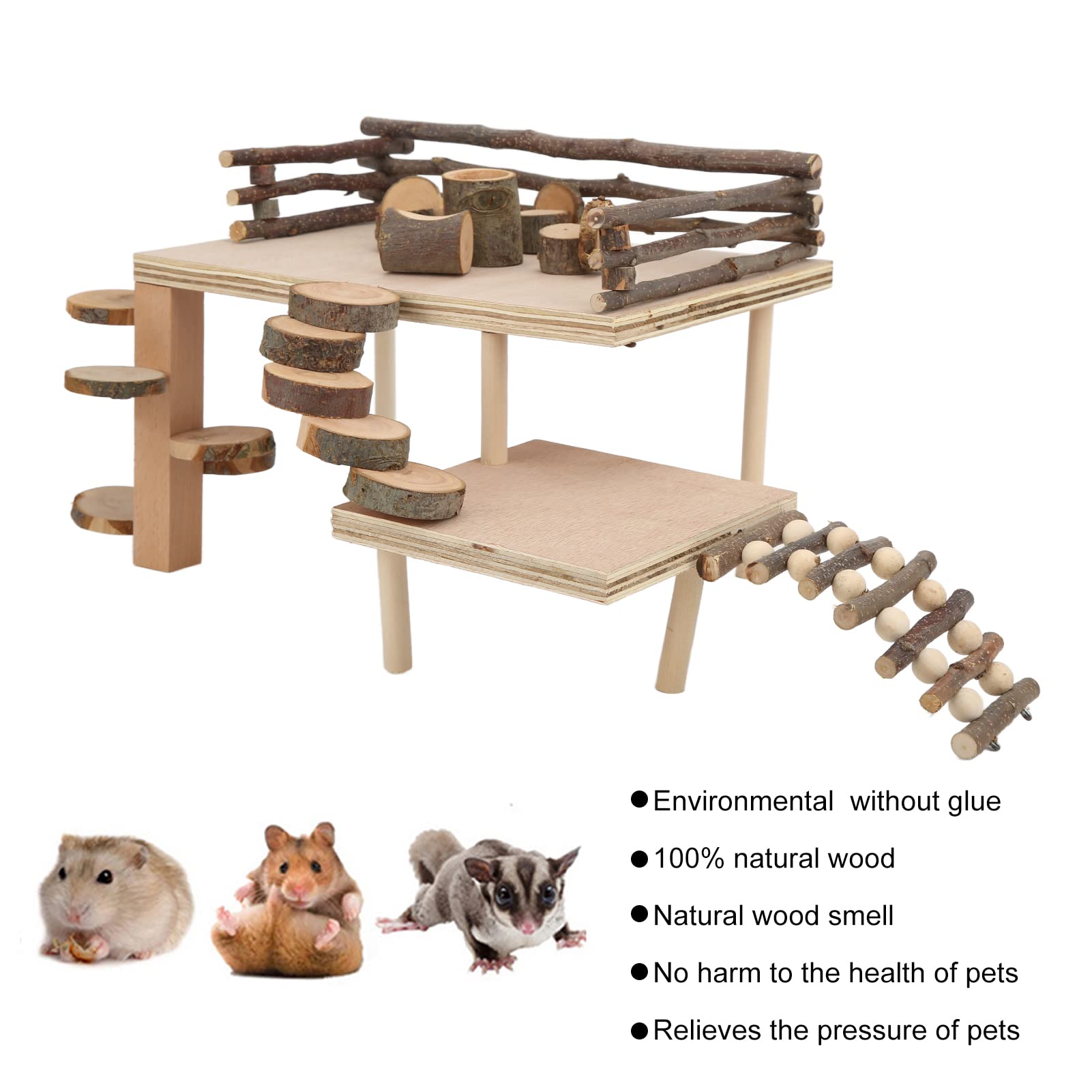 Juguetes de escalada de hámster de madera, juego de actividades para hámster, plataforma de escalada versátil para mascotas pequeñas, ideal para mejorar la actividad y el tiempo de juego