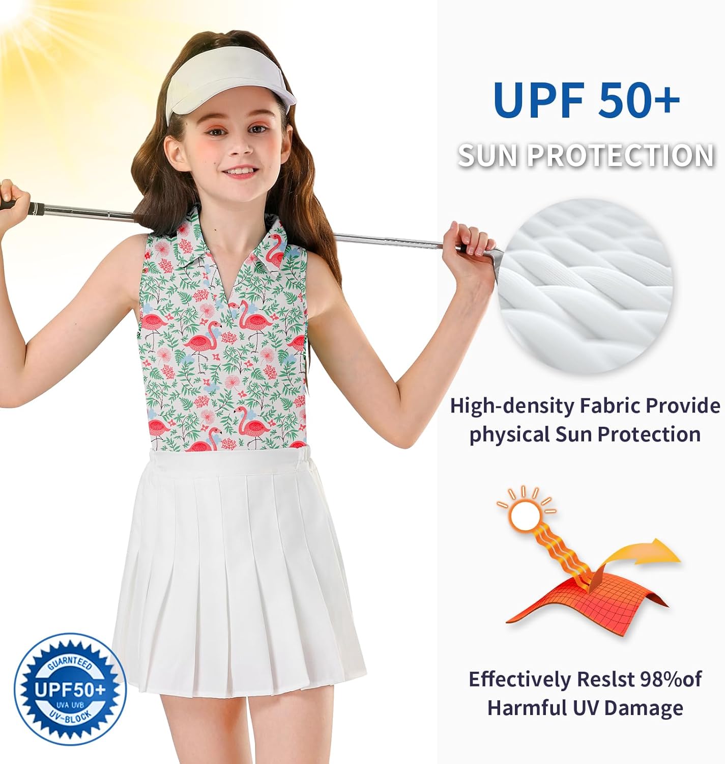 Soneven Girls Sleeveless Golf Polo Shirts V Neck Tennis Shirts Quick Dry Athletic Tank Tops for Age 5-16 Years - Image 4
