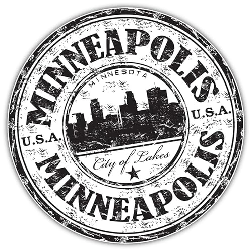 Generic Minneapolis City Minnesota USA State Grunge Badge Sticker - Durable Adhesive UV-Resistant Waterproof Vinyl Decal for Car Bumper, Laptop, Water Bottle, Wall, and Window, Size - 3'' Longer Side