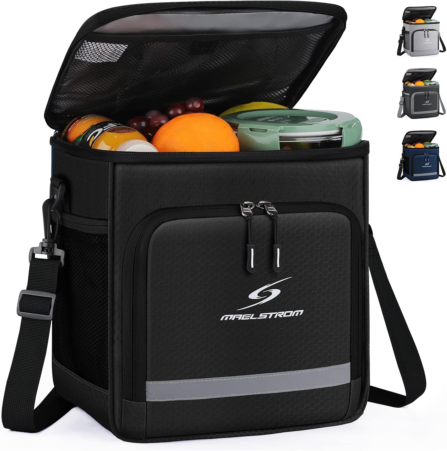 Lunch Box for Men,Insulated Lunch Bag Women Men,Leakproof Lunch Cooler Bag,Lunch Tote Bag with Detachable Shoulder Strap (Black, 15L)
