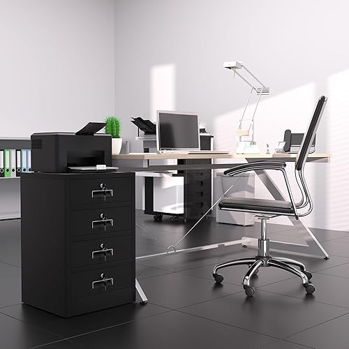 Miniatura 10 de JINGUR Armario de almacenamiento de metal con puerta y cajón de bloqueo, cajón con cerradura con estante ajustable para el hogar, oficina,