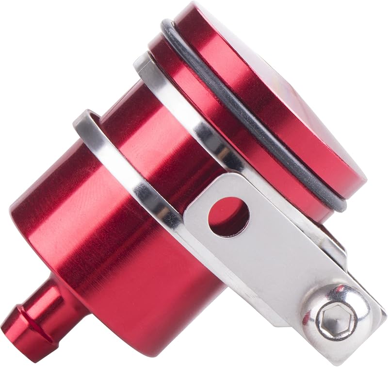 Depósito de aceite de depósito de líquido de freno de aluminio para motocicleta universal apto para Yamaha Kawasaki Honda Suzuki BMW y más (rojo)