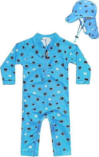 weVSwe Traje de baño para bebé recién nacido, manga larga, protección solar UPF 50+, con sombrero para el sol
