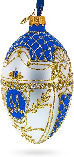 Miniatura 2 de 1903 - Adorno de huevo de cristal danés real de 4 pulgadas