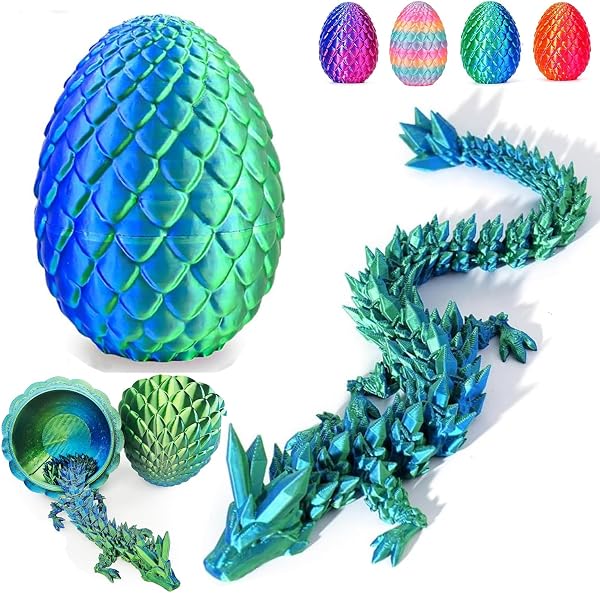 Easter Egg,Dragon Egg,Dragon Eggs with Dragon Inside,12Inch Dragon Toy,3D Printed Dragon Egg Fidget Toys,Dragon Easter Eggs,Crystal Dragon Fidget Toy Mystery Dragon Egg for Autism/ADHD(Purple) - 1