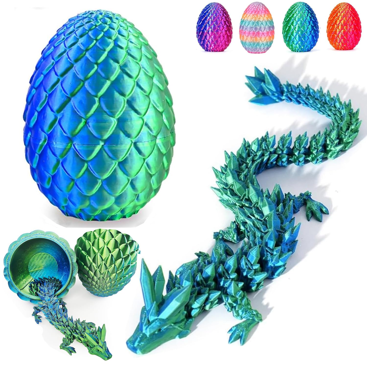 Easter Egg,Dragon Egg,Dragon Eggs with Dragon Inside,12Inch Dragon Toy,3D Printed Dragon Egg Fidget Toys,Dragon Easter Eggs,Crystal Dragon Fidget Toy Mystery Dragon Egg for Autism/ADHD(Purple) - 1