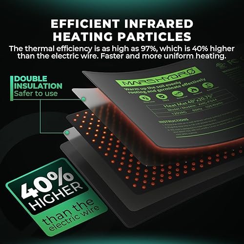 Miniatura 2 de MARS HYDRO Alfombrilla térmica de plántulas de 10 pulgadas x 20.75 pies IP67 impermeable, fácil de limpiar, para plántulas, germinación, clón, reptil