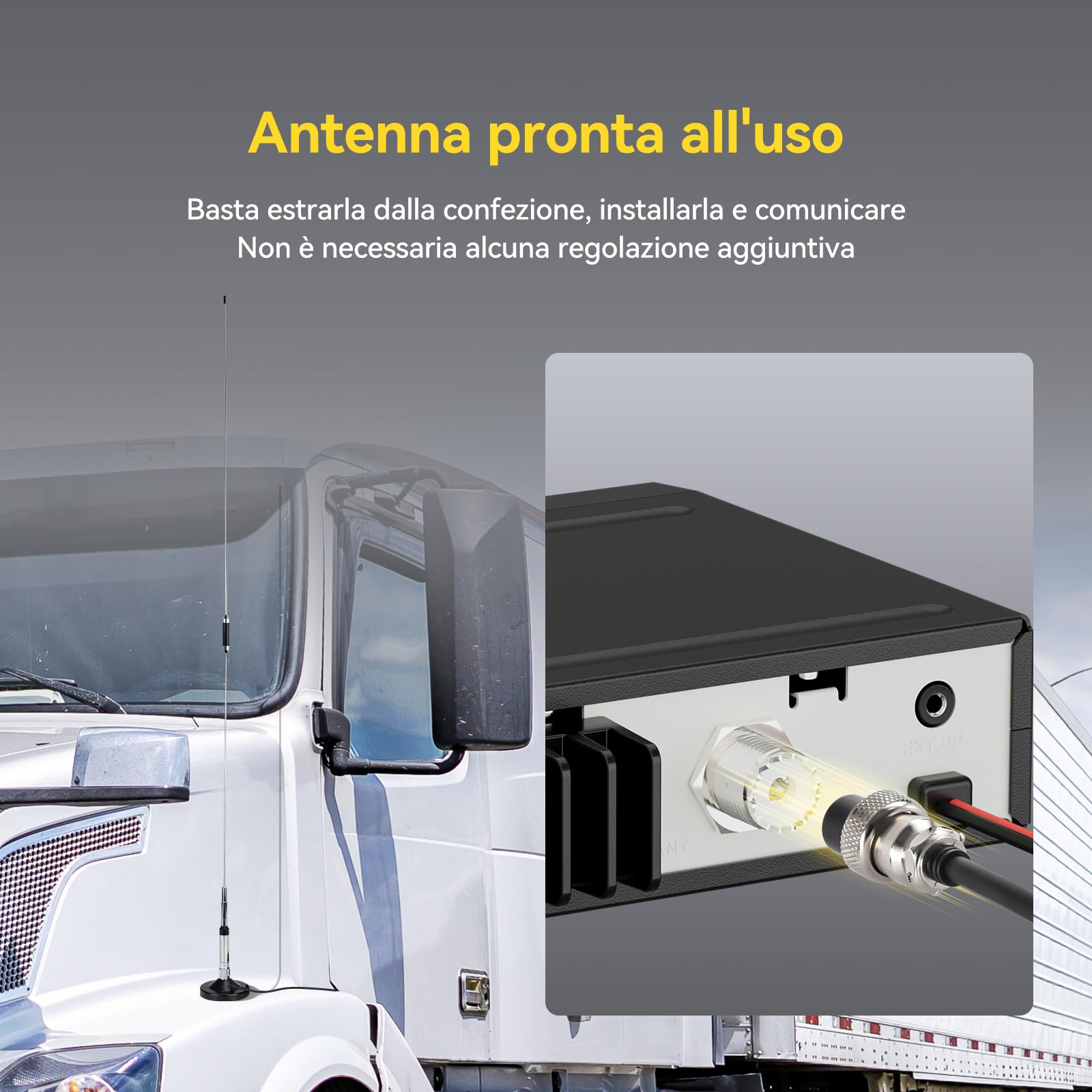 Retevis MB63B CB Radio e Antenna, NRC Cancellazione Del Rumore Radio CB Veicolare,12V/24V, AM/FM, TFT Colori, CTCSS/DCS, VOX, 40 Canali,EMG CH9/19 Radio CB Portatile per Team Fuoristrada (1 Pezzo)