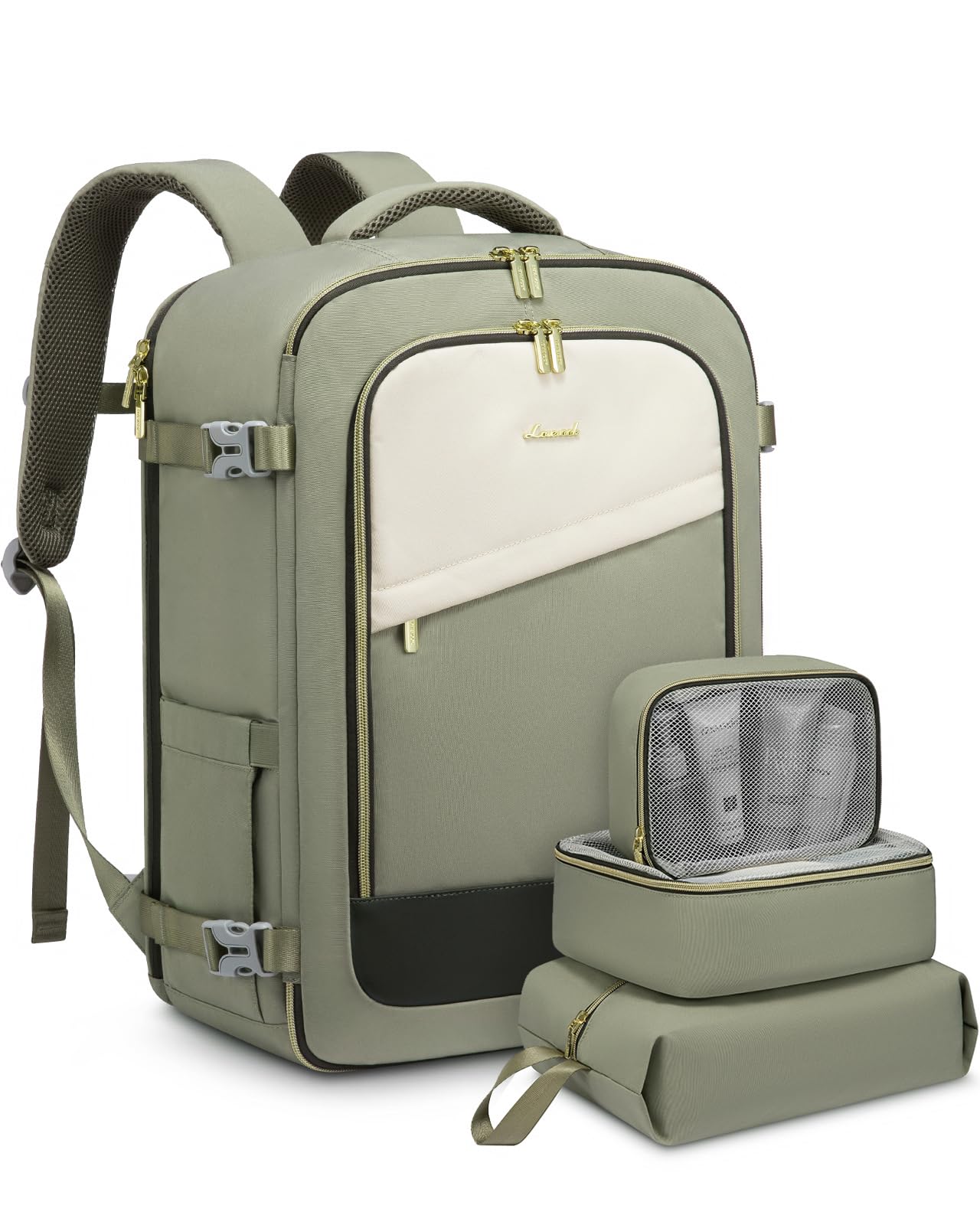LOVEVOOK Travel Backpack for Women, 40L Carry On Backpack Flight Approved, Large Personal Item Bag Fits 17 inch Laptop, TSA Approved Luggage with 3 Packing Cubes,Waterproof Weekender Gym Bag