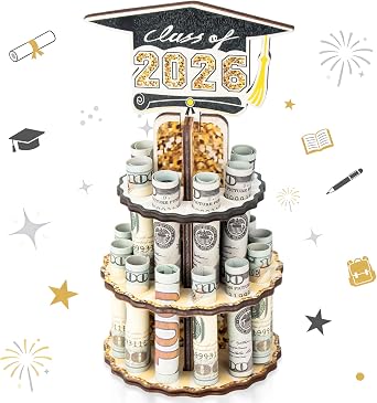 Graduation Gifts, Graduation Money Holder 2026 for Cash Gift, Wooden 2026 Graduation Gifts Money Holder, Double-Layer Cash Cake for Congrats Class of 2026 Graduation Party Supplies