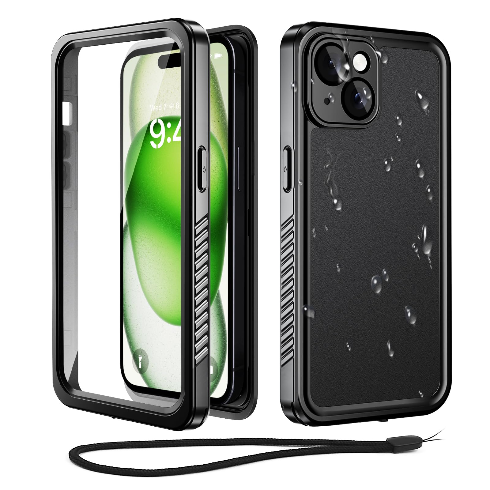 Beeasyfor iPhone 15 Plus Case Waterproof Shockproof Dustproof Case-360 Degree Full Body Heavy Duty Cover Built in Screen Protector-iPhone 15 Plus Protective Defender Case 6.7 inch