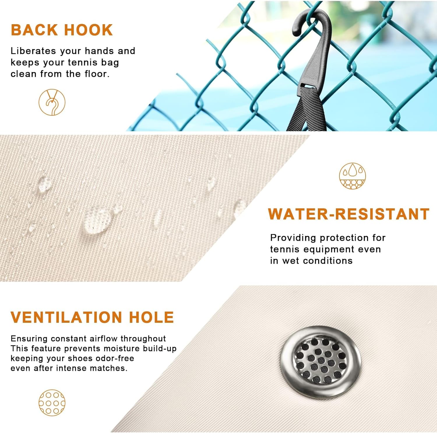 Tennis Bag Holds 2 Rackets, Professional Tennis Bags for Women, Tennis Backpack with Ventilated Shoe Compartment - Image 4