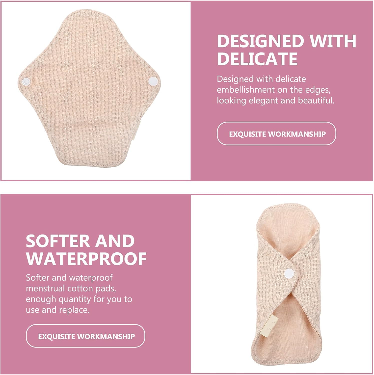 ORFOFE 4PCS Reusable Women Menstrual Pads Cotton Sanitary Napkins Washable Soft Skin Friendly Menstrual Hygiene for Comfortable Daily Use