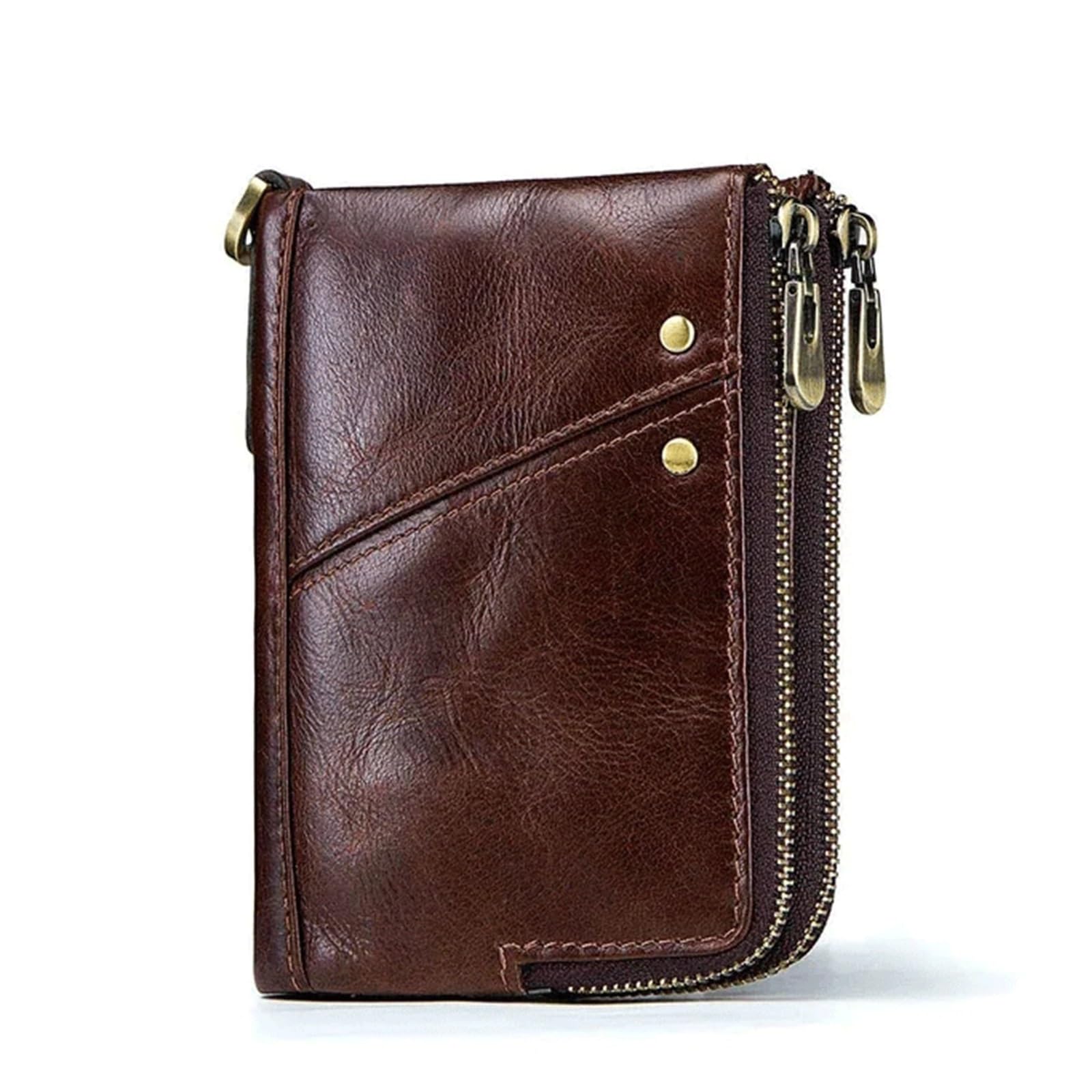 RFID Card Holder Wallet for Men Genuine Leather Small Money Bag Zipper Coin Pocket Male Clutch