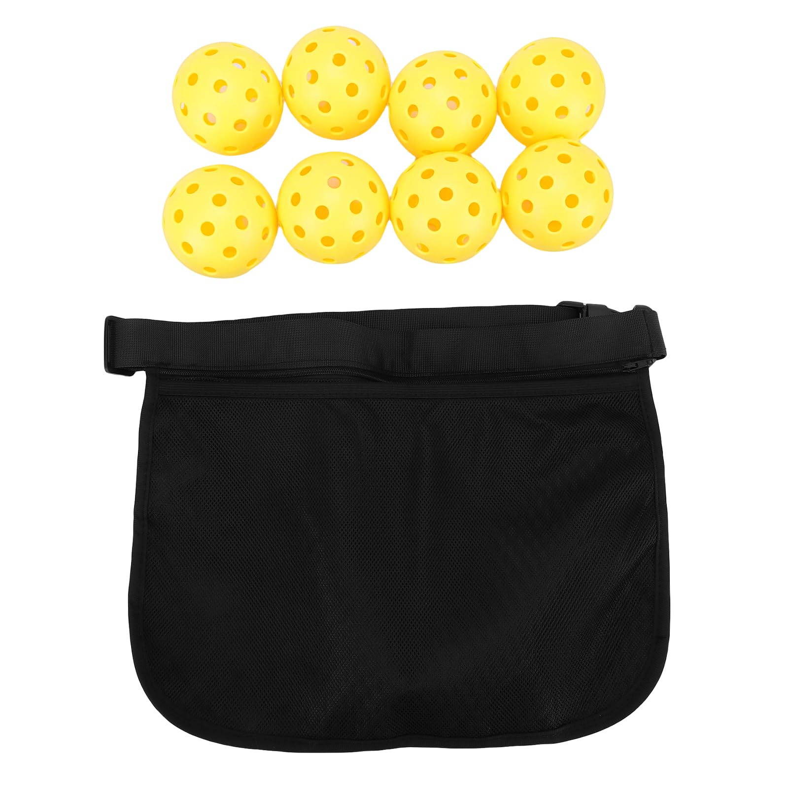 Set de 8 Bolas de Pickleball Exterior Interior 40 Agujeros Alto Rebote con Bolsa Malla