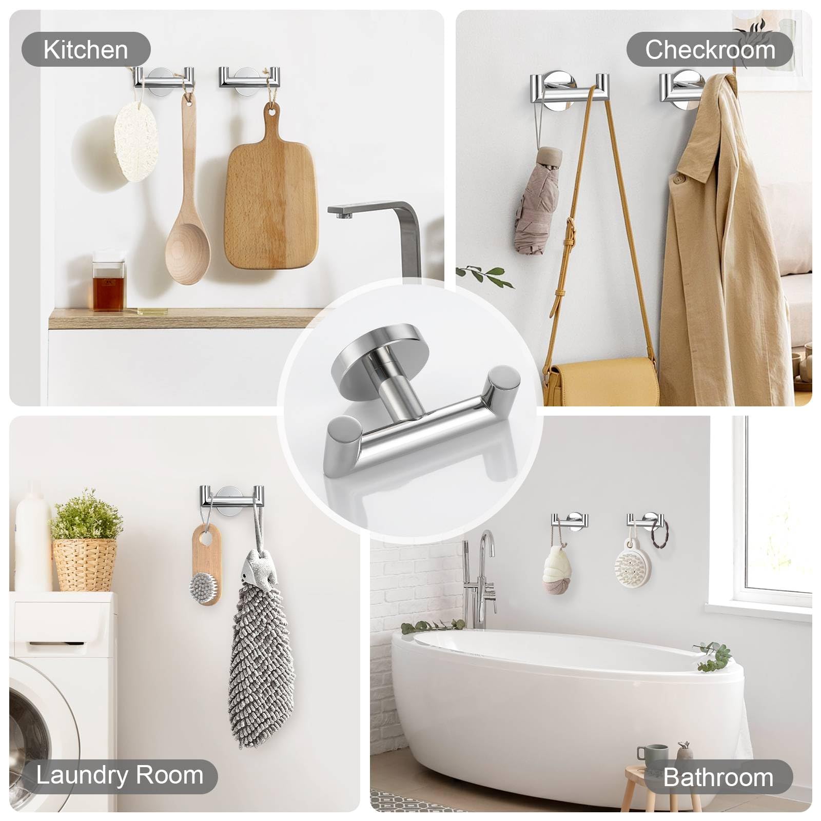 Lot de 5 porte-serviettes en chrome poli 60 cm