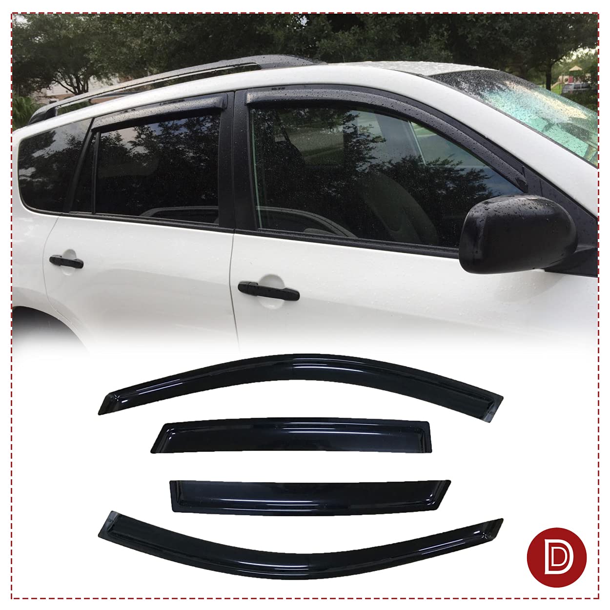 4pcs JDM Out Channel Rain Guard Deflector For Cadillac CT6 2016-2020