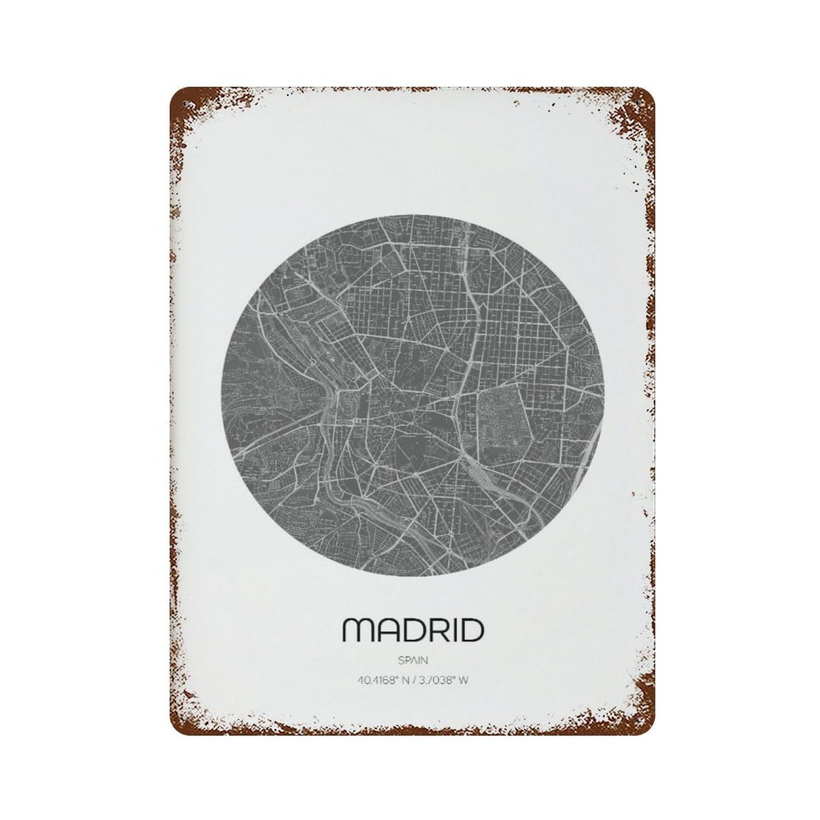 xiaoxiaoshen Madrid Map Modern City Wall Decor Art Metal Tin Poster Modern Home Decor Art Home Bar Shop Decorations Vintage Sign 40x30cm
