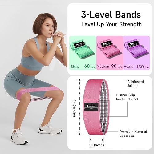 Miniatura 4 de Kit de pilates para el hogar, anillo de pilates de 13.8 pulgadas con asas acolchadas, mini bola, 3 bandas de resistencia para ejercicio de cuerpo