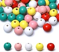 Vista 11 de 100 cuentas de madera para guirnaldas, cuentas sueltas de madera de 0.630 in de colores surtidos para hacer manualidades, cuentas de madera