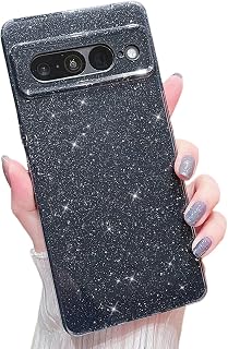 Compatible with Google Pixel 7 Pro Case,Cute Bling Glitter Thin Slim Shockproof TPU Sparkly Cover for Women Girl for Google 7 Pro 6.7 INCH-Black