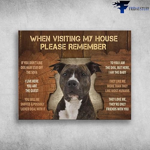 Hunter Direct Póster de cocina con texto en inglés To My Dad When Visiting My House Please Remember Pitbull DogPrints Man'soom, póster de cocina,