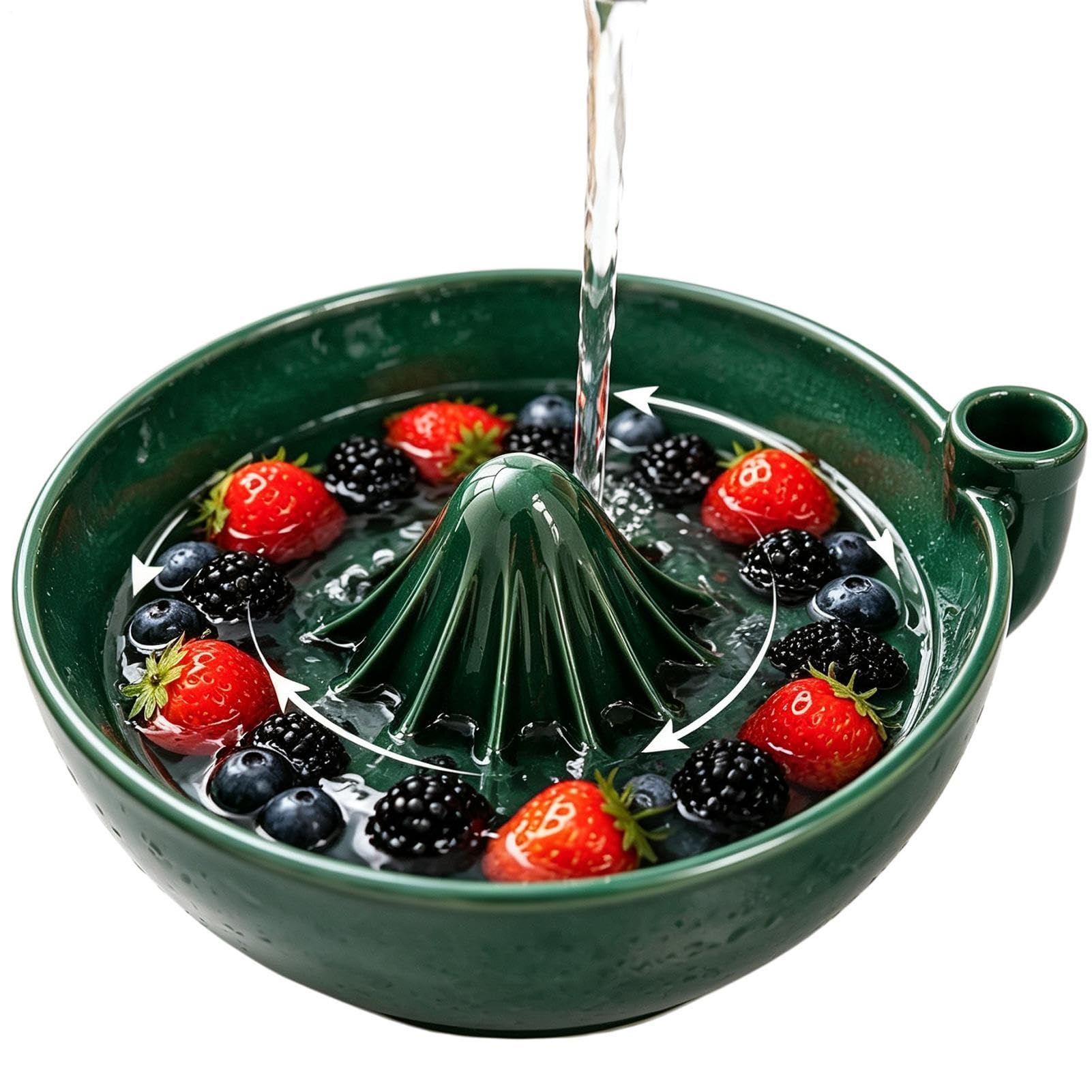 de bayas de cerámica con enjuague de agua | Cuenco con agujeros de drenaje y colador para ensalada, fresca, cocina, frigorífico, alimentos