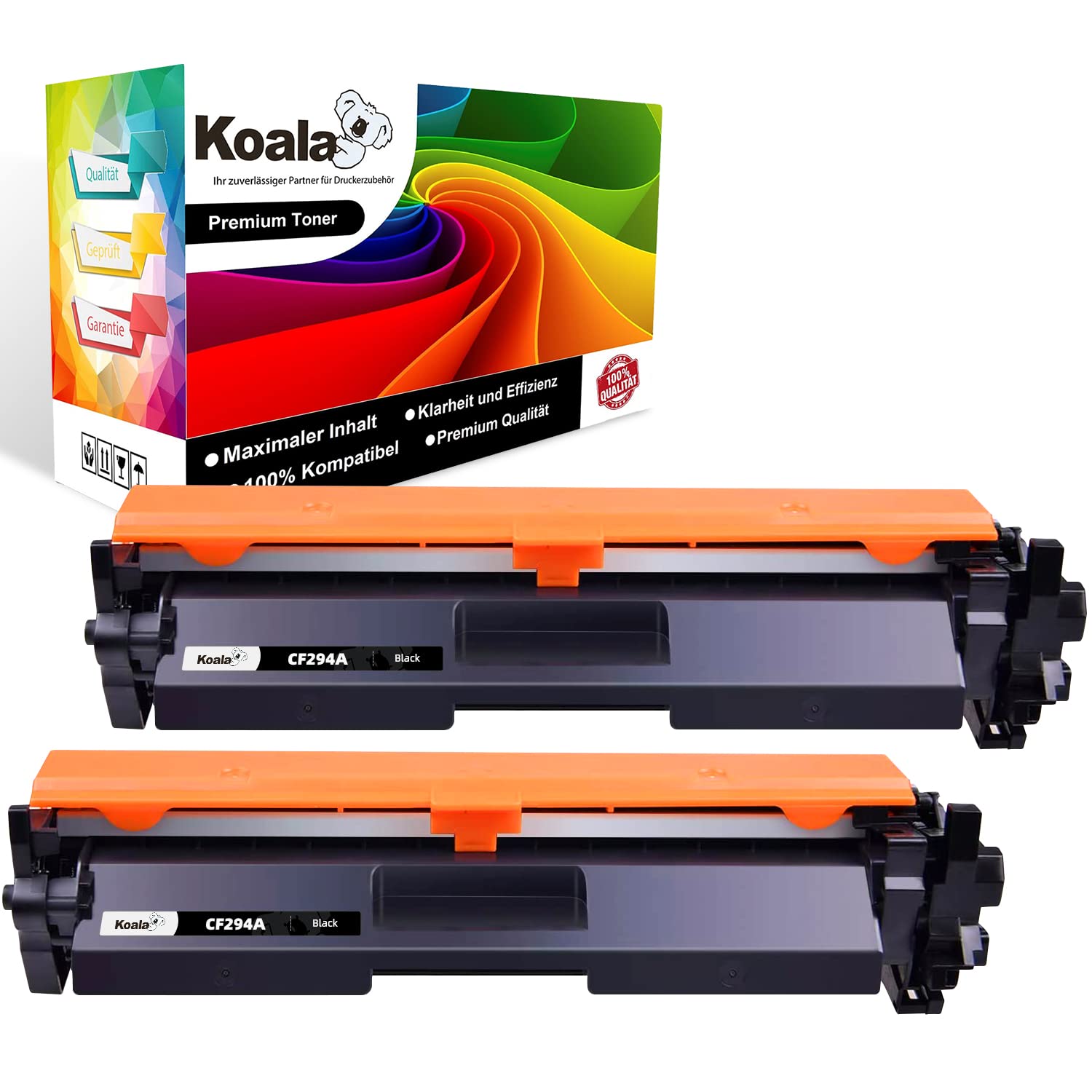 Koala Compatibili Cartuccia Toner Sostituzione per HP 94A 94X CF294A CF294X (CON CHIP) per HP LaserJet Pro M148dw M148fdw M118dw M118 M148dw Stampante (Nero, Pacco din 2)