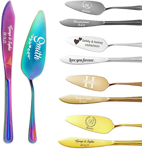 Miniatura 4 de Juego personalizado de corte de tartas grabado personalizado para boda, boda, aniversario, cumpleaños, compromiso, Navidad, regalo del día de San