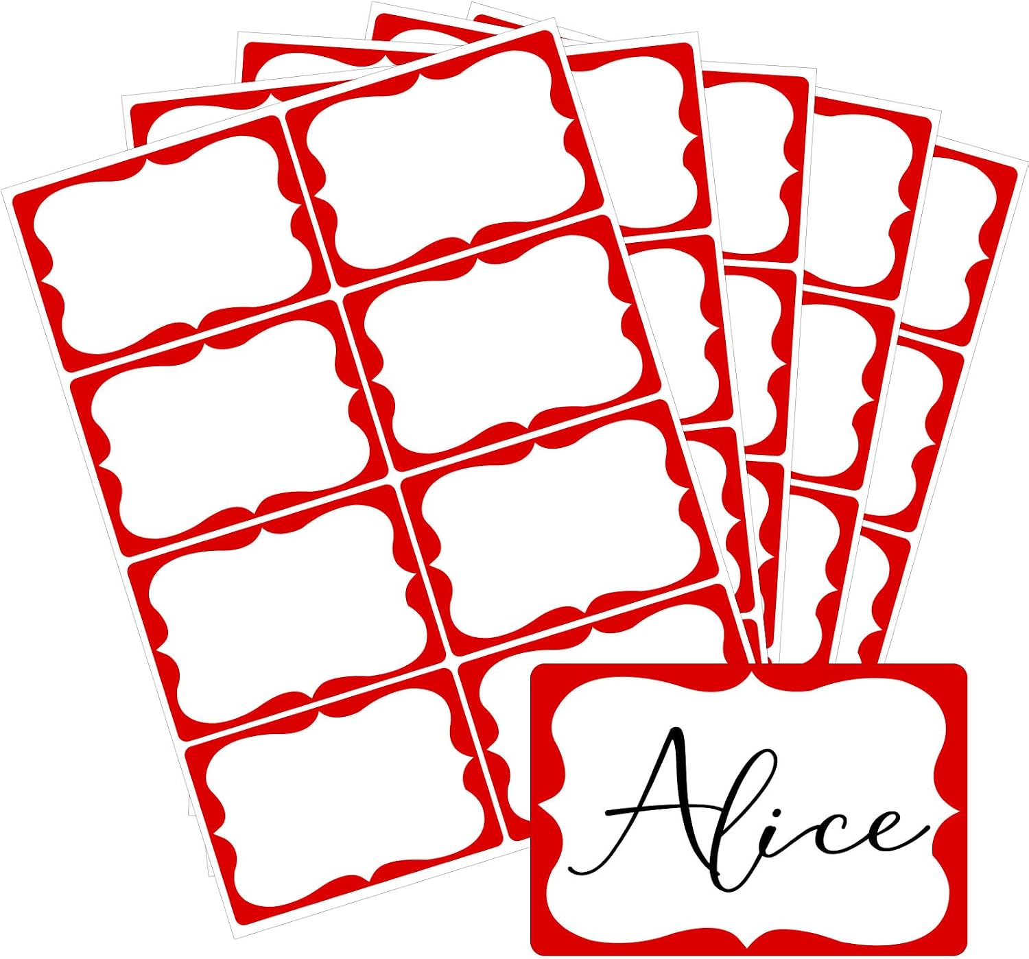 Amazon.com: Red Name Tag Stickers, 2"x 3" Holiday Gift Tag Stickers with Red Border 200 Pcs ...