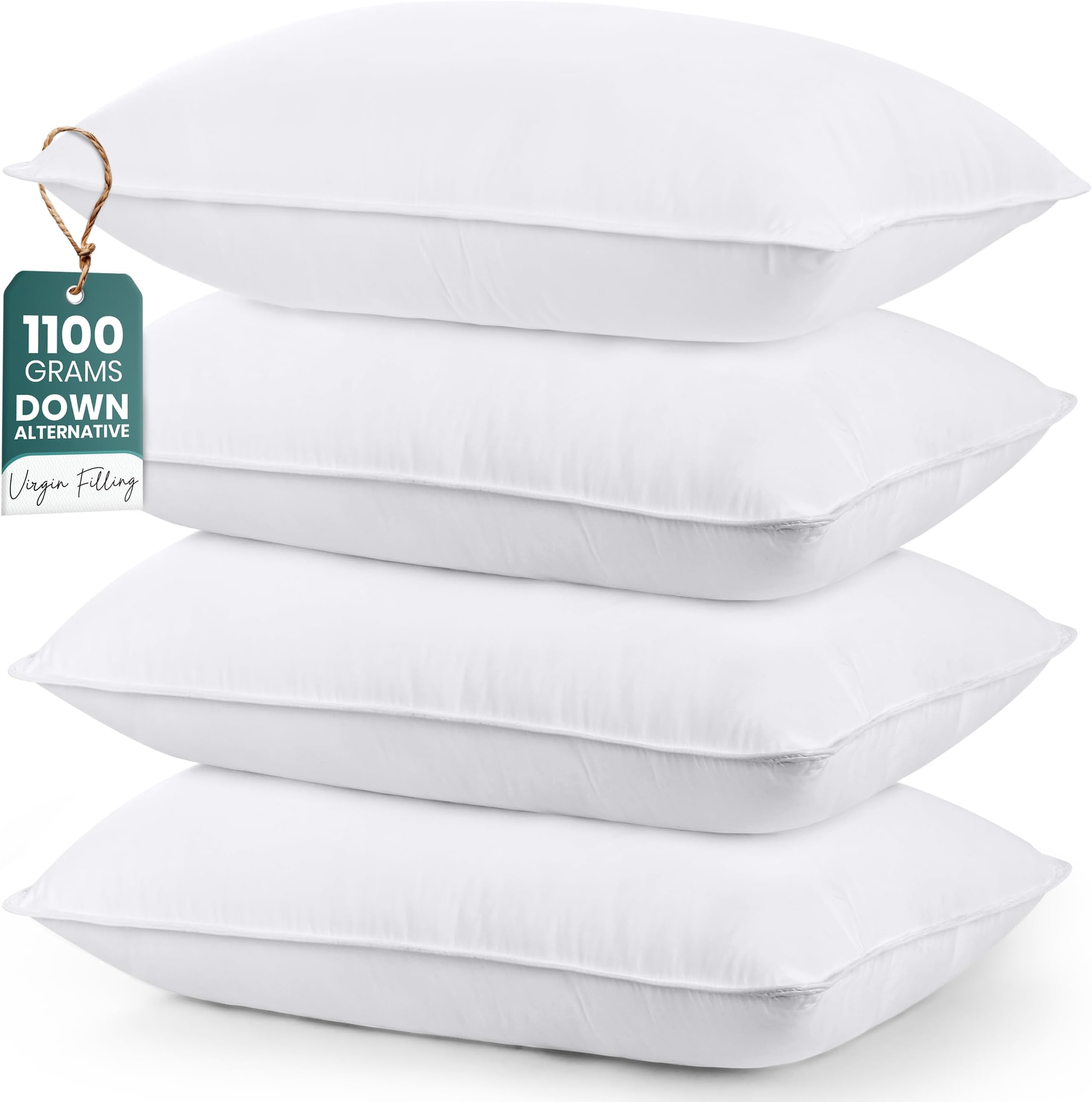 Utopia Bedding Bed Pillows for Sleeping (White), Queen Size Set of 4, Hotel Pillow, Cooling Pillows for Side, Back or Stomach Sleepers