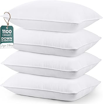 Utopia Bedding Bed Pillows for Sleeping White, Queen Size Set of 4, Hotel Pillow, Cooling Pillows for Side, Back or Stomach Sleepers