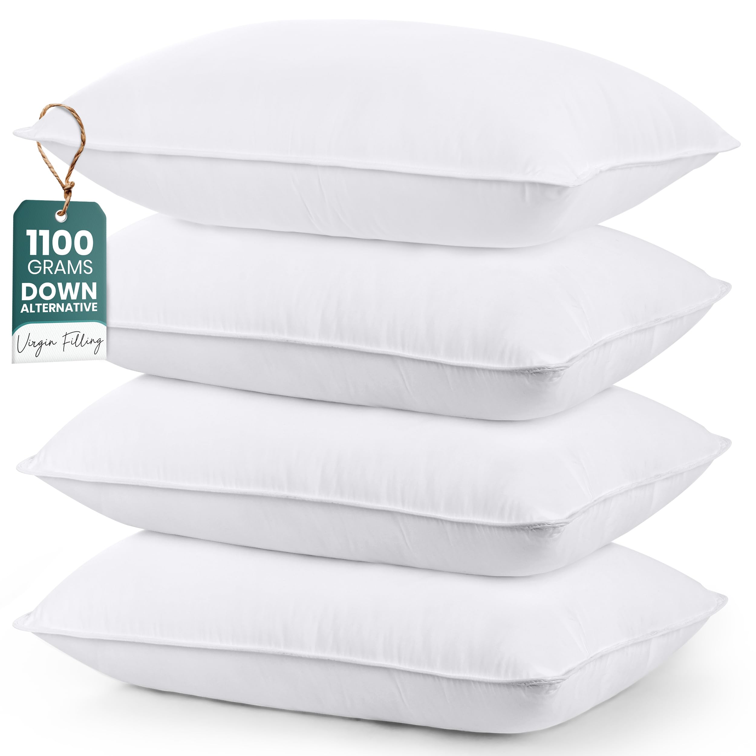 Utopia Bedding Bed Pillows for Sleeping (White), Queen Size Set of 4, Hotel Pillow, Cooling Pillows for Side, Back or Stomach Sleepers