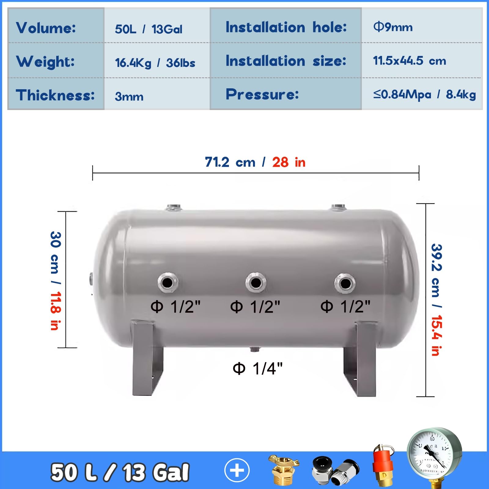 Amazon | エアタンク 圧縮空気タンク ポータブル、5 10 15 20 30