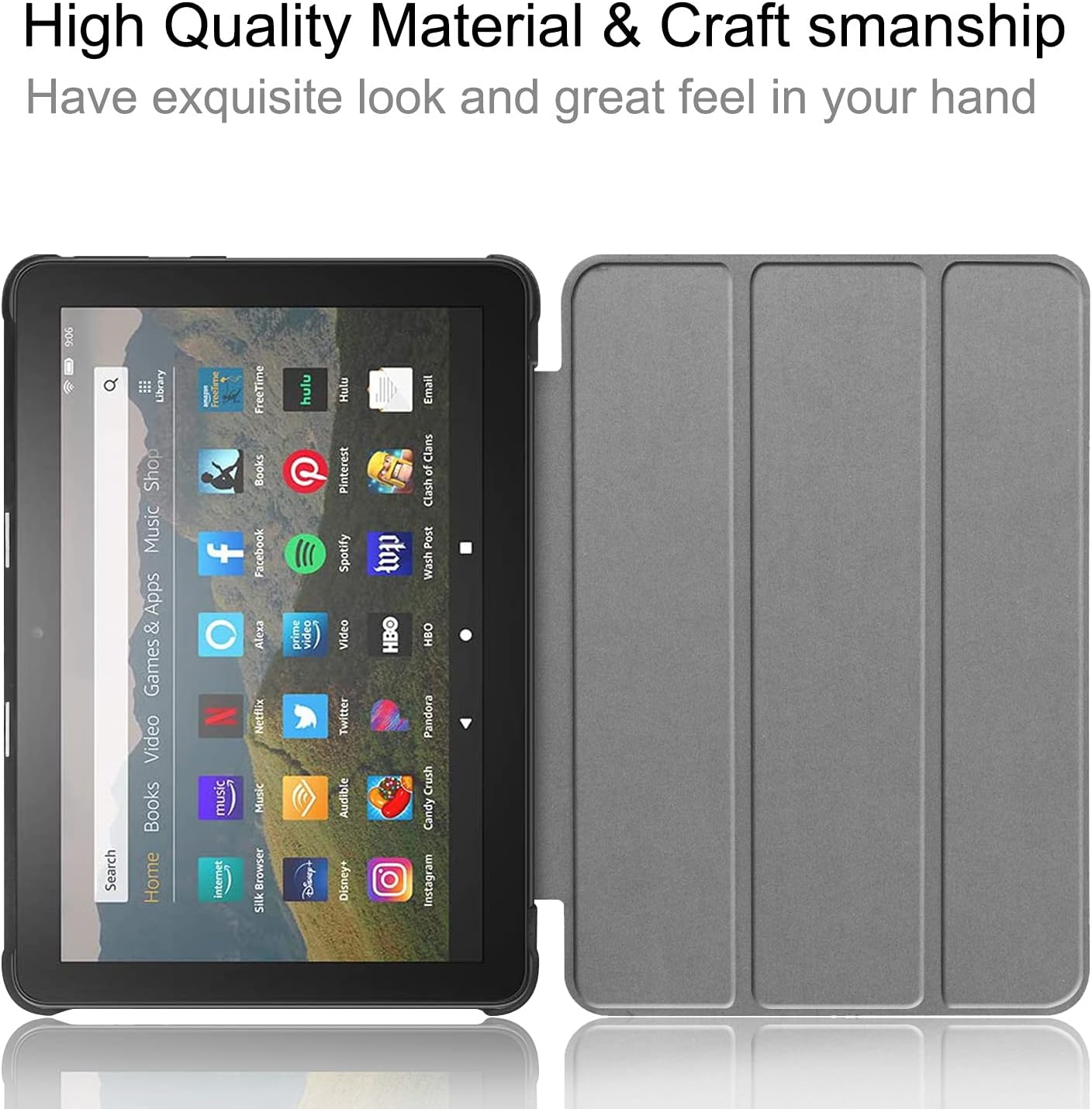 Case for All New Fire HD 8 & Plus 2020 Smart Lightweight Folding Stand Protective Cover with Auto Wake/Sleep Feature (Rose red)