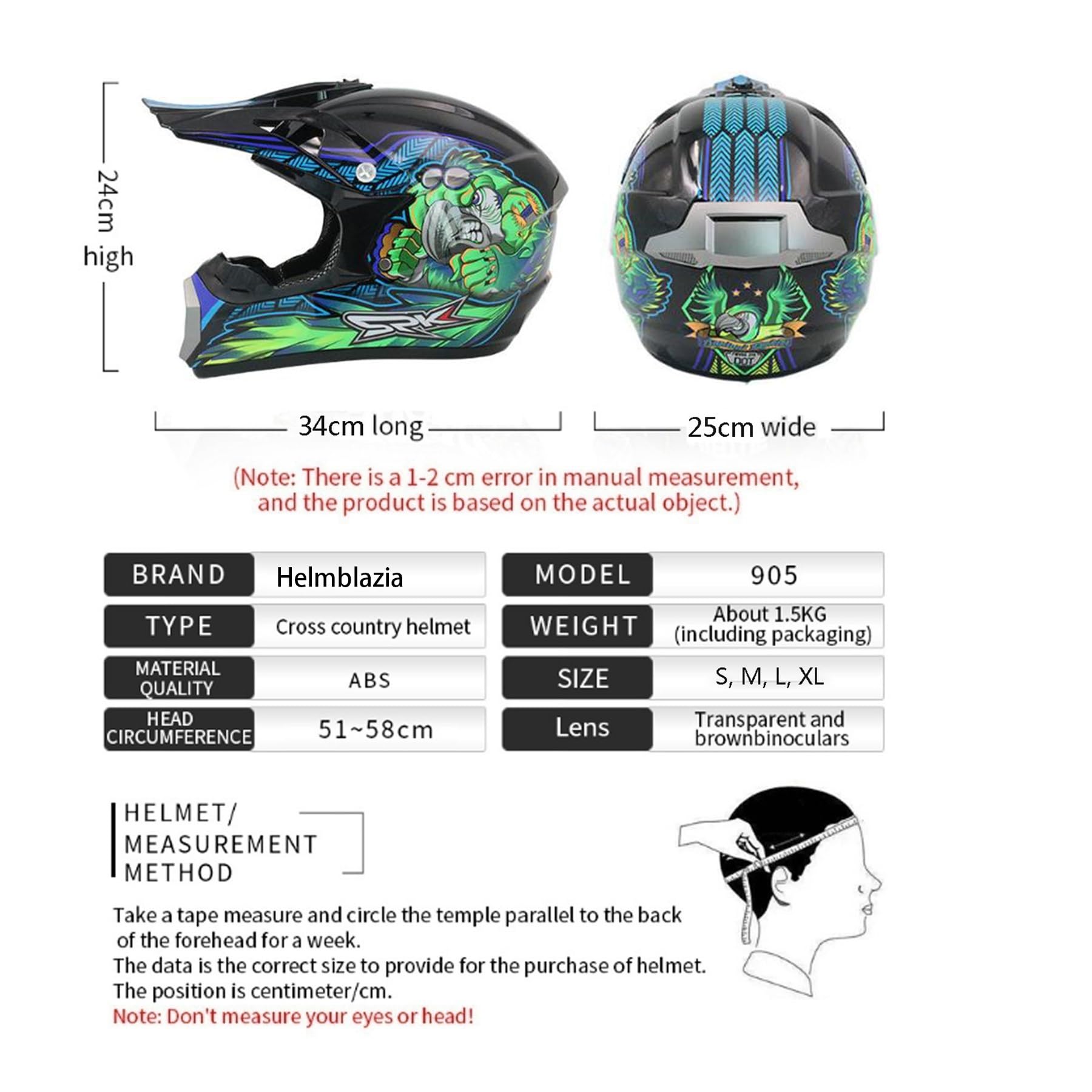Jeunesse Casque De Moto Casques De Cross, Casque Cycliste pour Enfants, Casque Motocross Dirt Bike ATV Enfant, pour BMX MTB Quad Enduro ATV Scooter, avec Goggle Gants Masque