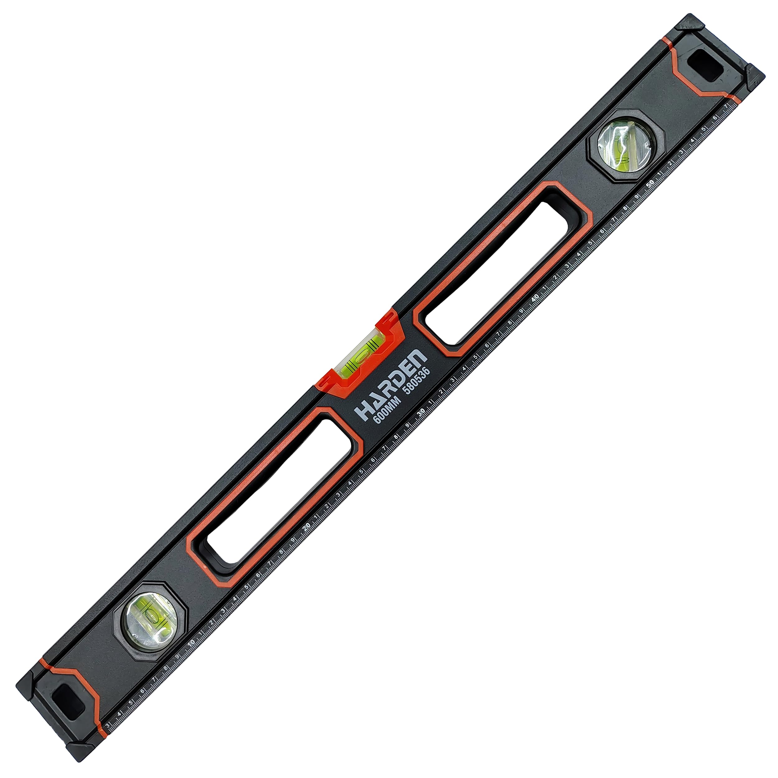 Harden 600mm Spirit Level with Magnetic Base, Heavy Duty Aluminium Frame Body, Rubber Handle - 580536